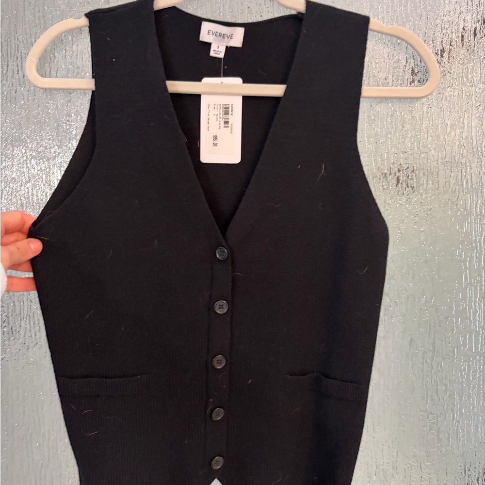 NWT Evereve Black Button-Up Vest